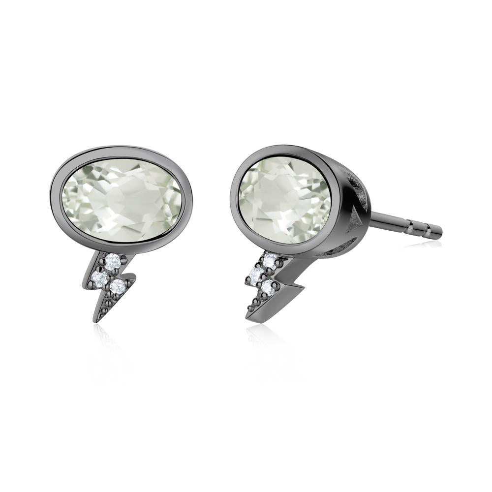 Lightning Oval Cut Garnet Stud Earrings - LUO Jewelry #gemstone_Green Amethyst