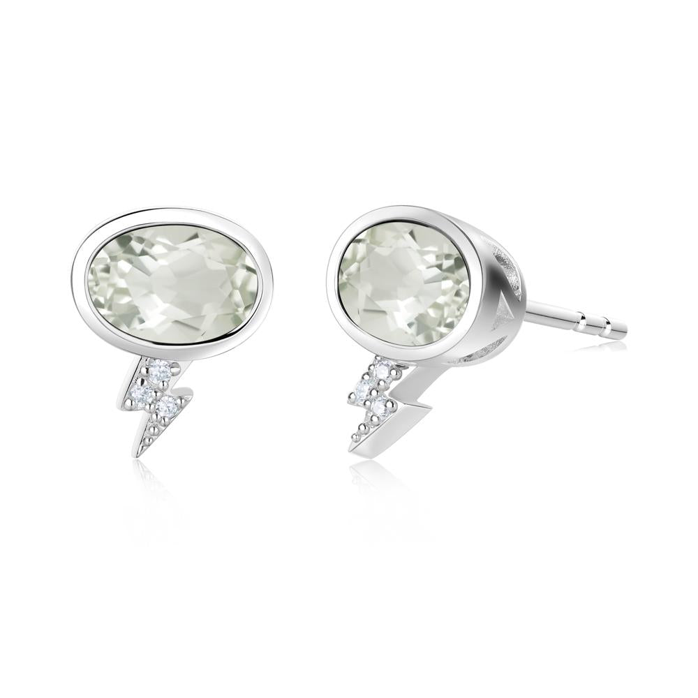 Lightning Oval Cut Garnet Stud Earrings - LUO Jewelry #gemstone_Green Amethyst