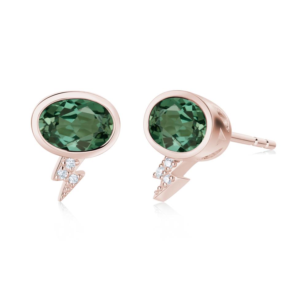 Lightning Oval Cut Garnet Stud Earrings - LUO Jewelry #gemstone_Green Sapphire