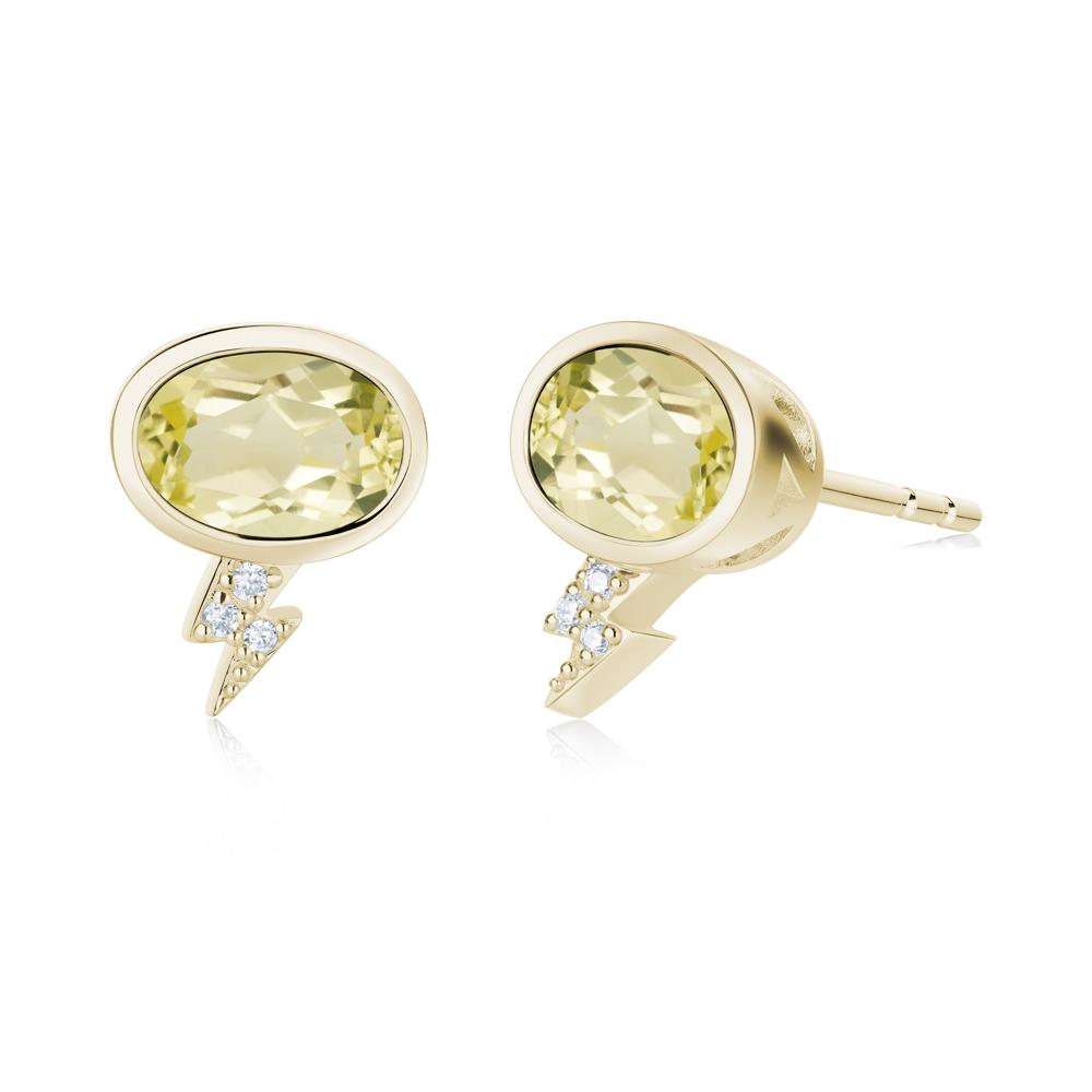 Lightning Oval Cut Garnet Stud Earrings - LUO Jewelry #gemstone_Lemon Quartz
