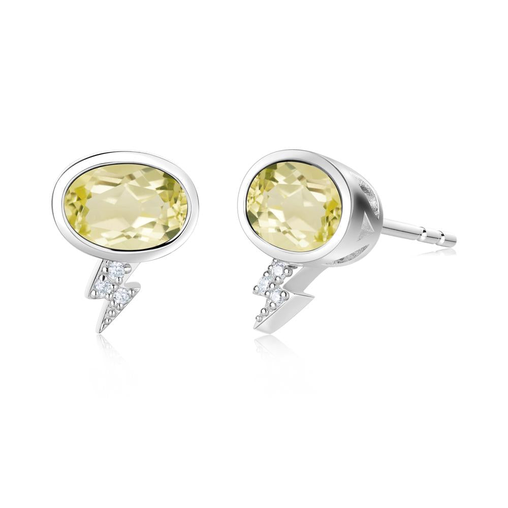 Lightning Oval Cut Garnet Stud Earrings - LUO Jewelry #gemstone_Lemon Quartz