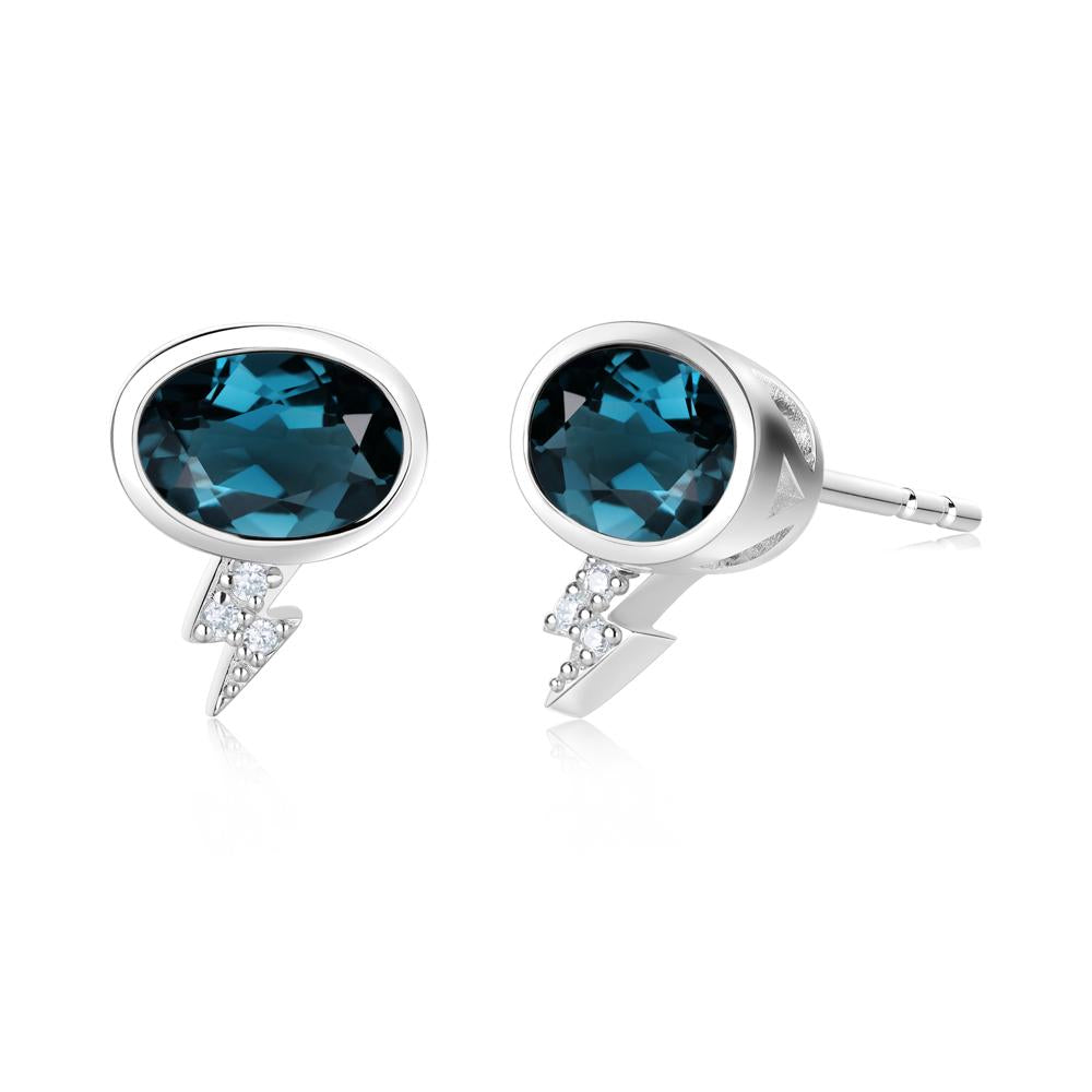 Lightning Oval Cut Garnet Stud Earrings - LUO Jewelry #gemstone_London Blue Topaz