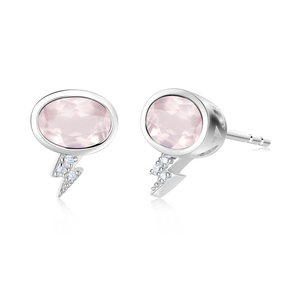 Lightning Oval Cut Garnet Stud Earrings - LUO Jewelry #gemstone_Rose Quartz