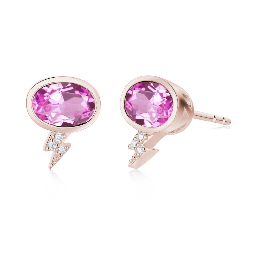 Lightning Oval Cut Garnet Stud Earrings - LUO Jewelry #gemstone_Pink Sapphire