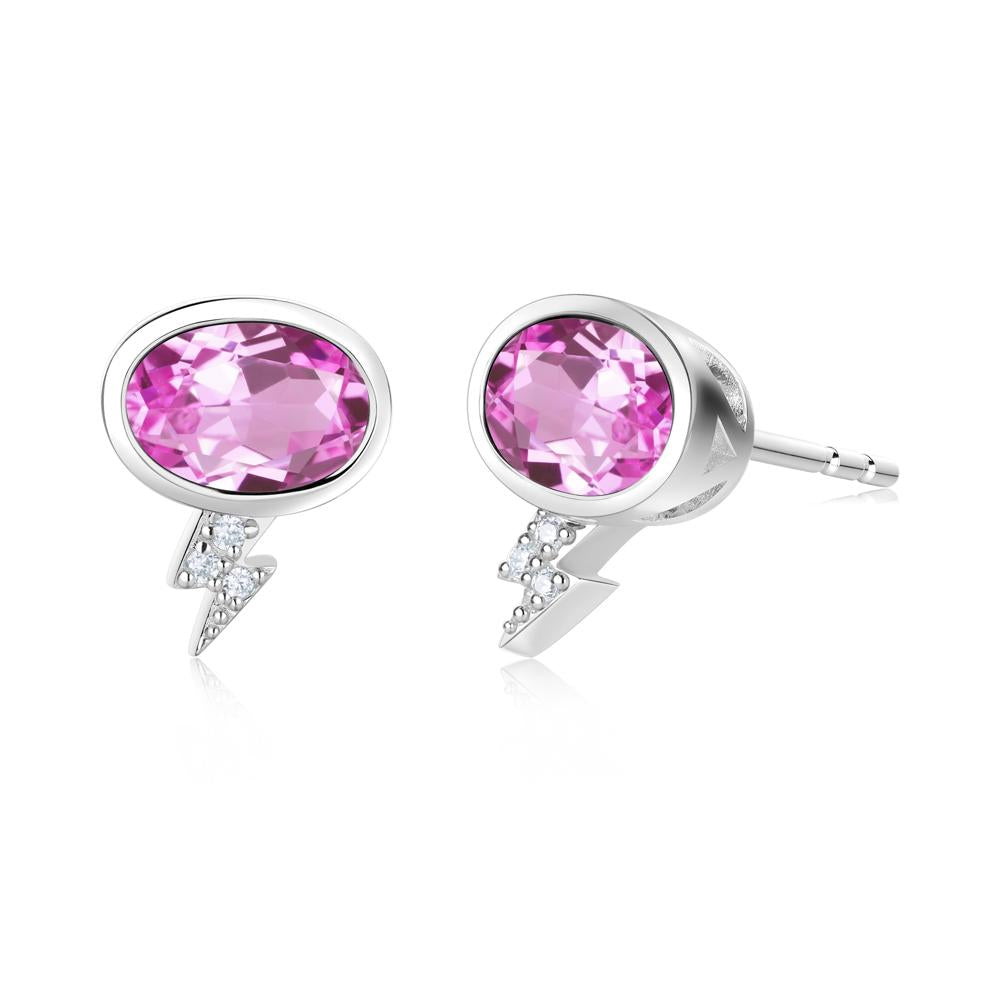 Lightning Oval Cut Garnet Stud Earrings - LUO Jewelry #gemstone_Pink Sapphire