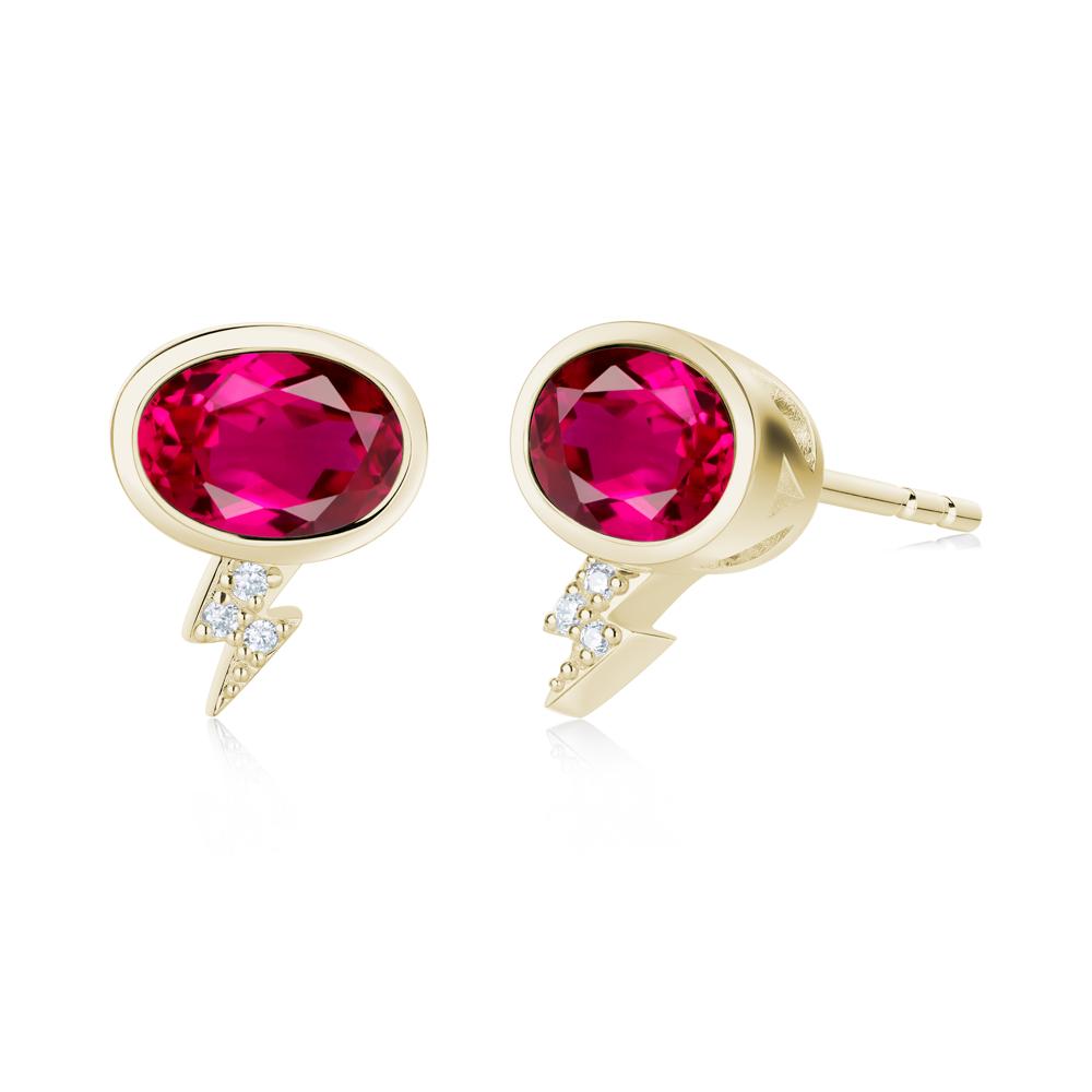 Lightning Oval Cut Garnet Stud Earrings - LUO Jewelry #gemstone_Ruby