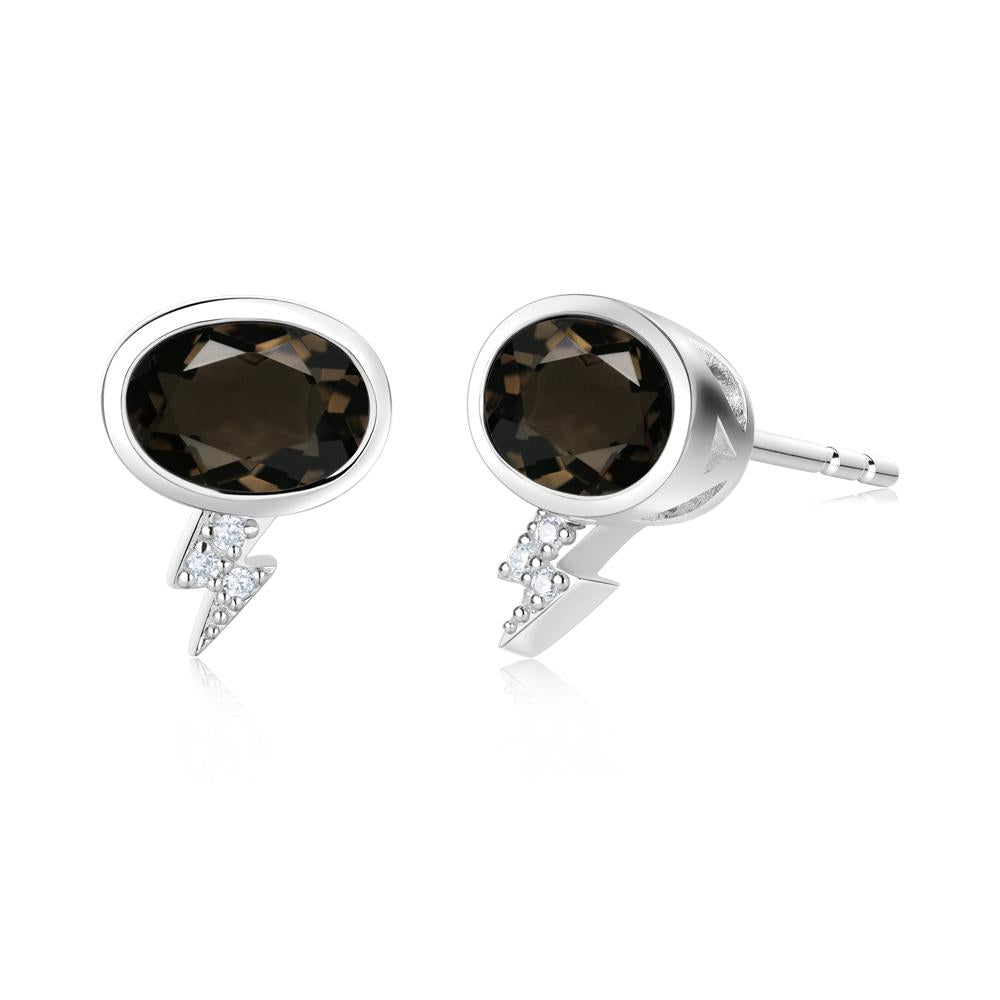 Lightning Oval Cut Garnet Stud Earrings - LUO Jewelry #gemstone_Smoky Quartz
