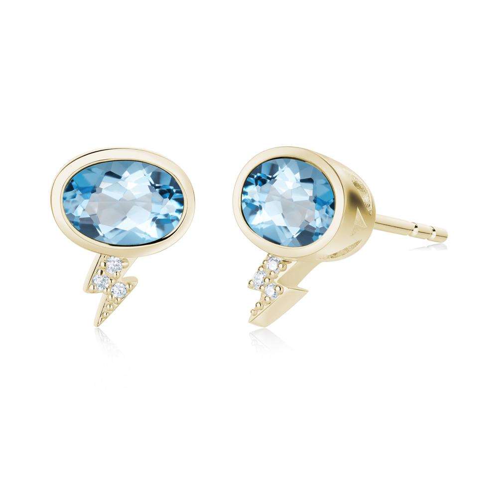 Lightning Oval Cut Garnet Stud Earrings - LUO Jewelry #gemstone_Swiss Blue Topaz