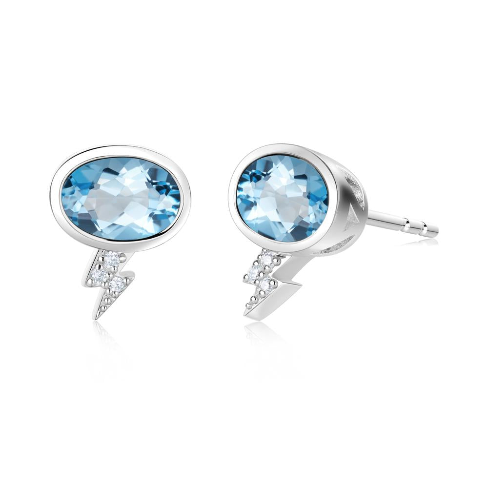 Lightning Oval Cut Garnet Stud Earrings - LUO Jewelry #gemstone_Swiss Blue Topaz