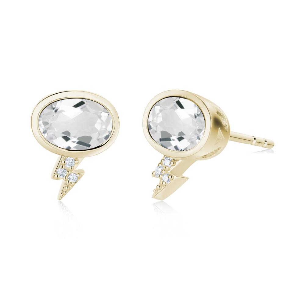 Lightning Oval Cut Garnet Stud Earrings - LUO Jewelry #gemstone_White Topaz