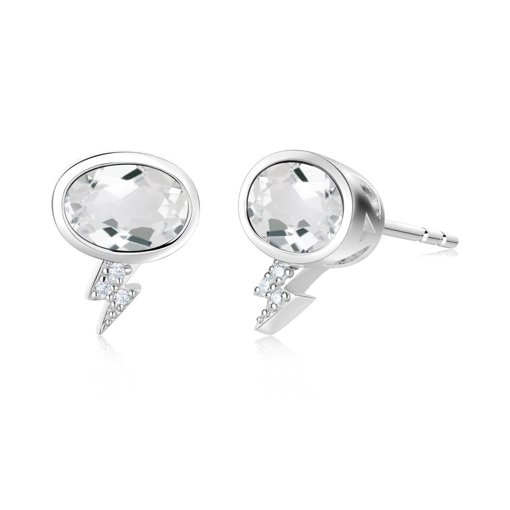 Lightning Oval Cut Garnet Stud Earrings - LUO Jewelry #gemstone_White Topaz