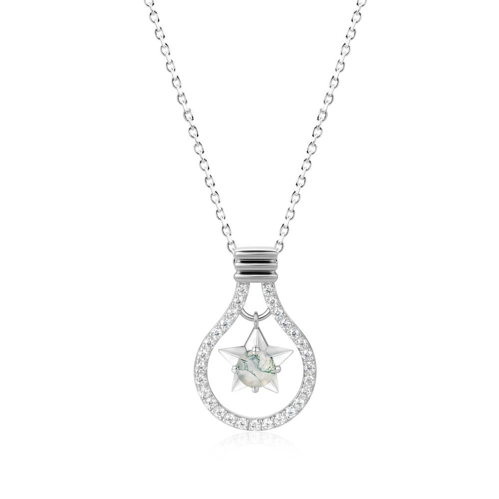Lightbulb Star Green Amethyst Necklace - LUO Jewelry #gemstone_Moss Agate