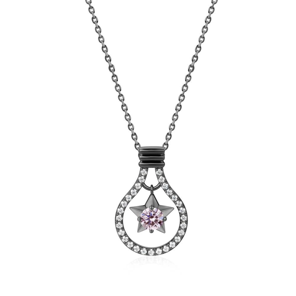 Lightbulb Star Green Amethyst Necklace - LUO Jewelry #gemstone_Pink Cubic Zirconia