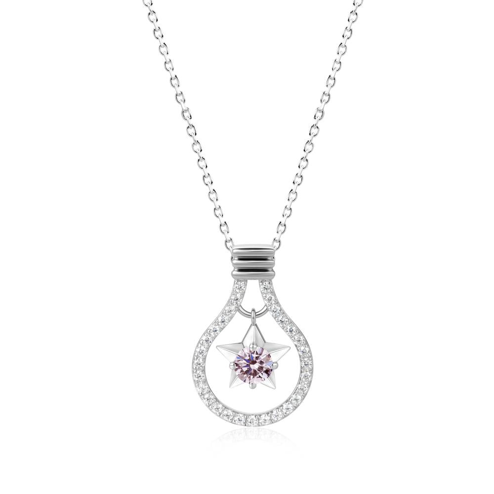 Lightbulb Star Green Amethyst Necklace - LUO Jewelry #gemstone_Pink Cubic Zirconia