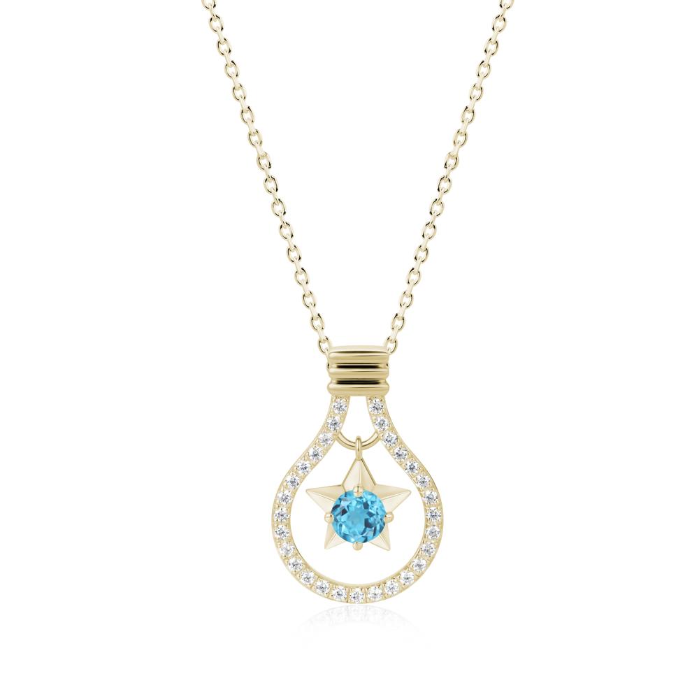Lightbulb Star Green Amethyst Necklace - LUO Jewelry #gemstone_Swiss Blue Topaz