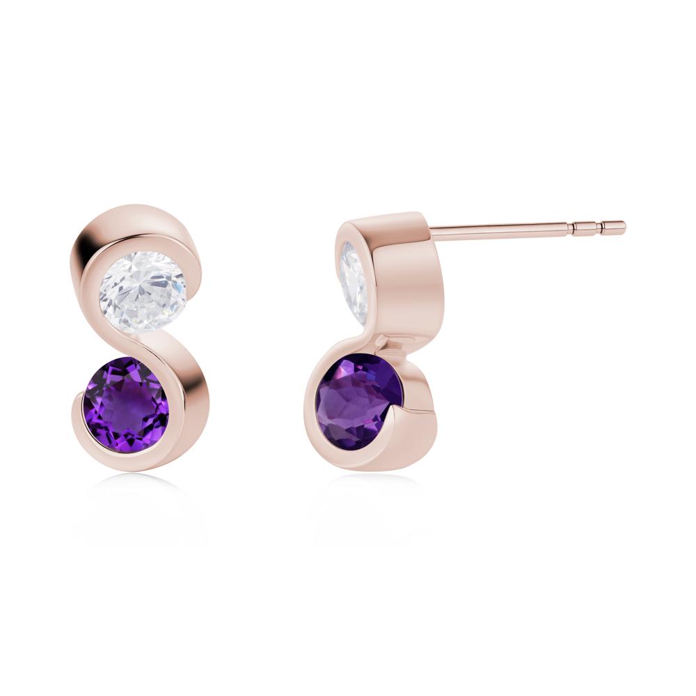 Infinity Dual Stone Alexandrite and Cubic Zirconia Stud Earrings - LUO Jewelry #gemstone_Amethyst and Cubic Zirconia