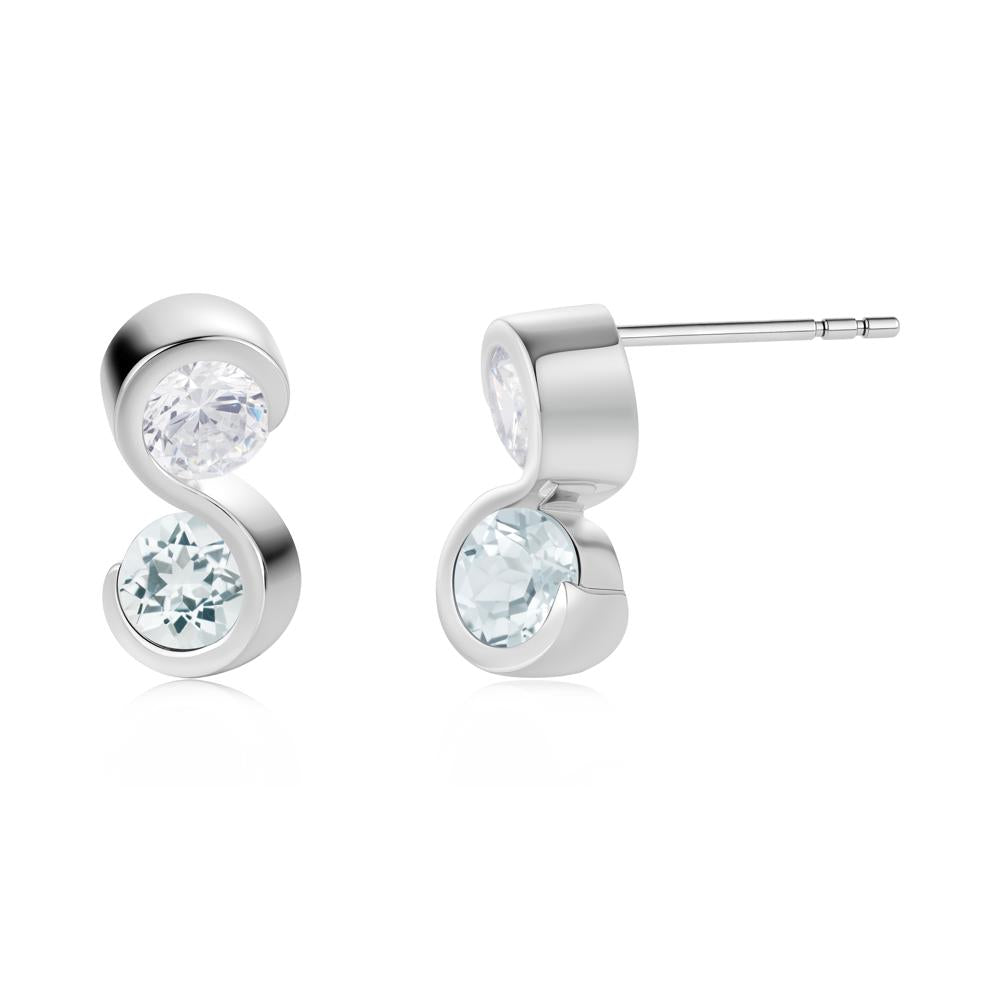 Infinity Dual Stone Alexandrite and Cubic Zirconia Stud Earrings - LUO Jewelry #gemstone_Aquamarine and Cubic Zirconia