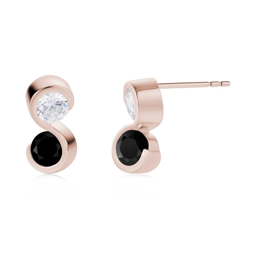 Infinity Dual Stone Alexandrite and Cubic Zirconia Stud Earrings - LUO Jewelry #gemstone_Black Spinel and Cubic Zirconia