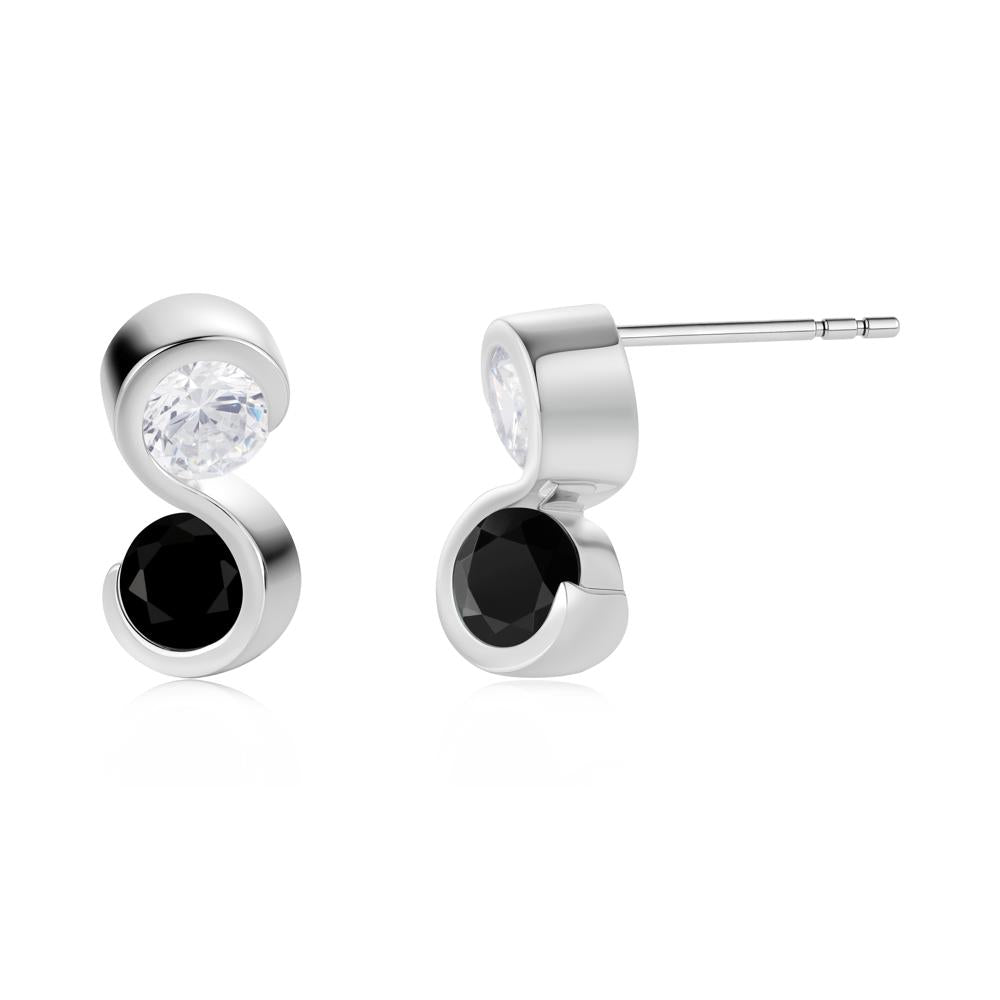 Infinity Dual Stone Alexandrite and Cubic Zirconia Stud Earrings - LUO Jewelry #gemstone_Black Spinel and Cubic Zirconia