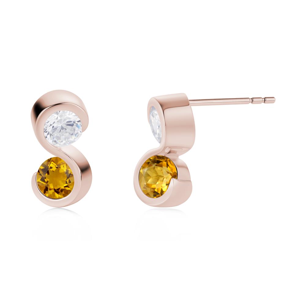Infinity Dual Stone Alexandrite and Cubic Zirconia Stud Earrings - LUO Jewelry #gemstone_Citrine and Cubic Zirconia