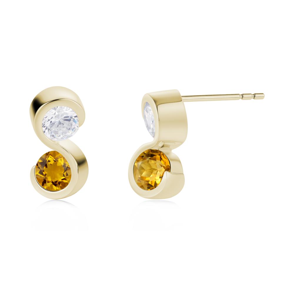 Infinity Dual Stone Alexandrite and Cubic Zirconia Stud Earrings - LUO Jewelry #gemstone_Citrine and Cubic Zirconia