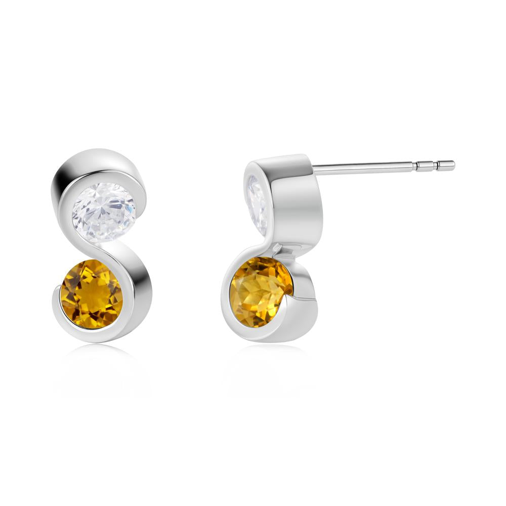 Infinity Dual Stone Alexandrite and Cubic Zirconia Stud Earrings - LUO Jewelry #gemstone_Citrine and Cubic Zirconia
