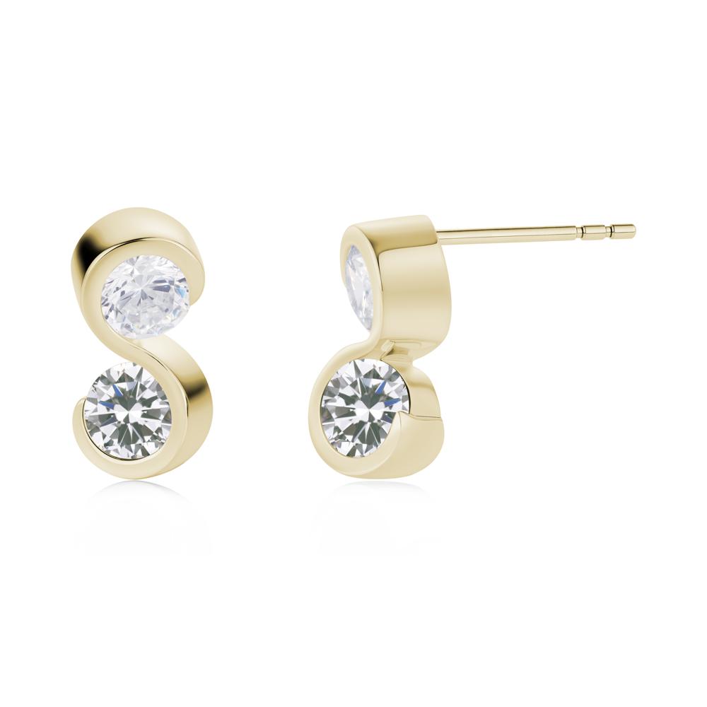 Infinity Dual Stone Alexandrite and Cubic Zirconia Stud Earrings - LUO Jewelry #gemstone_Cubic Zirconia
