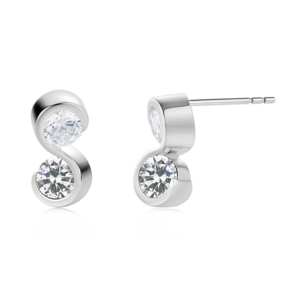 Infinity Dual Stone Alexandrite and Cubic Zirconia Stud Earrings - LUO Jewelry #gemstone_Cubic Zirconia