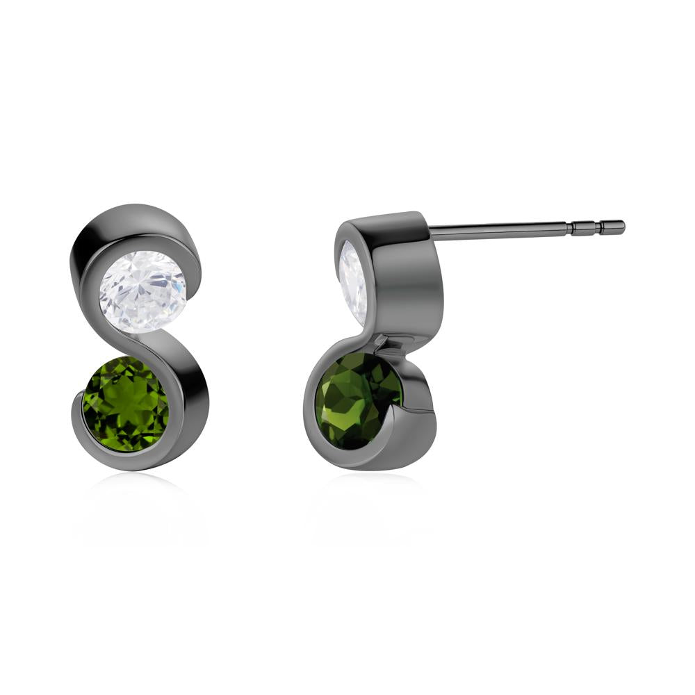 Infinity Dual Stone Alexandrite and Cubic Zirconia Stud Earrings - LUO Jewelry #gemstone_Cubic Zirconia and Diopside