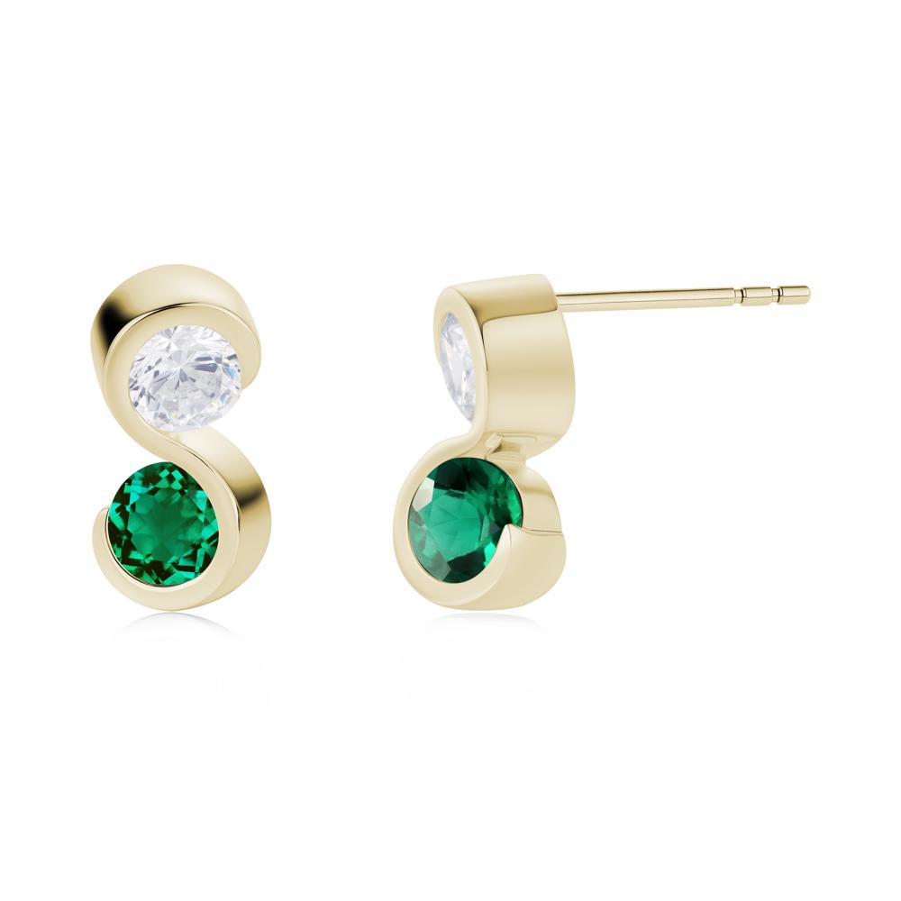 Infinity Dual Stone Alexandrite and Cubic Zirconia Stud Earrings - LUO Jewelry #gemstone_Cubic Zirconia and Emerald