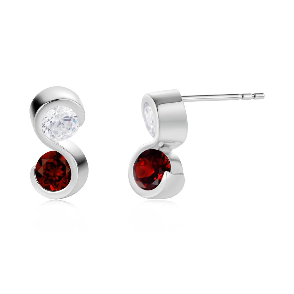 Infinity Dual Stone Alexandrite and Cubic Zirconia Stud Earrings - LUO Jewelry #gemstone_Cubic Zirconia and Garnet