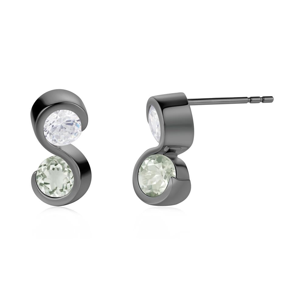 Infinity Dual Stone Alexandrite and Cubic Zirconia Stud Earrings - LUO Jewelry #gemstone_Cubic Zirconia and Green Amethyst