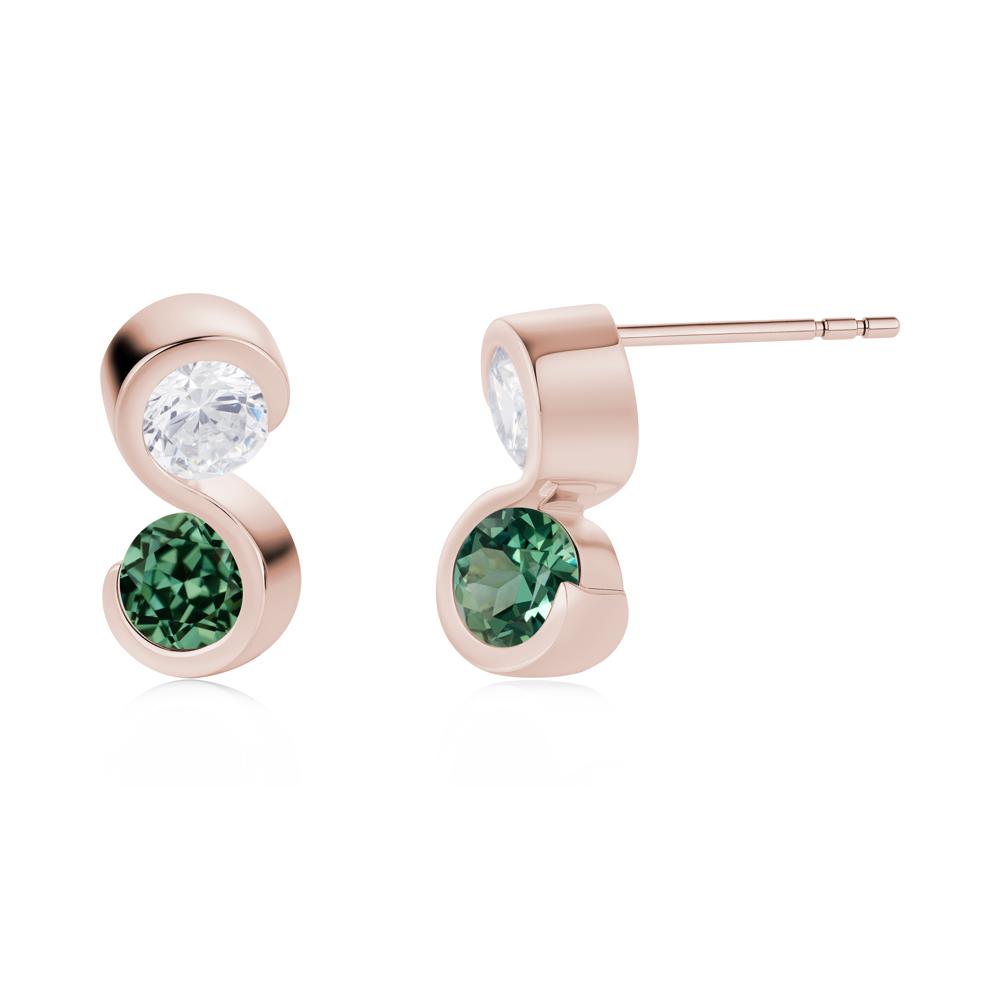 Infinity Dual Stone Alexandrite and Cubic Zirconia Stud Earrings - LUO Jewelry #gemstone_Cubic Zirconia and Green Sapphire