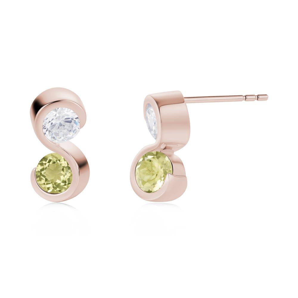 Infinity Dual Stone Alexandrite and Cubic Zirconia Stud Earrings - LUO Jewelry #gemstone_Cubic Zirconia and Lemon Quartz