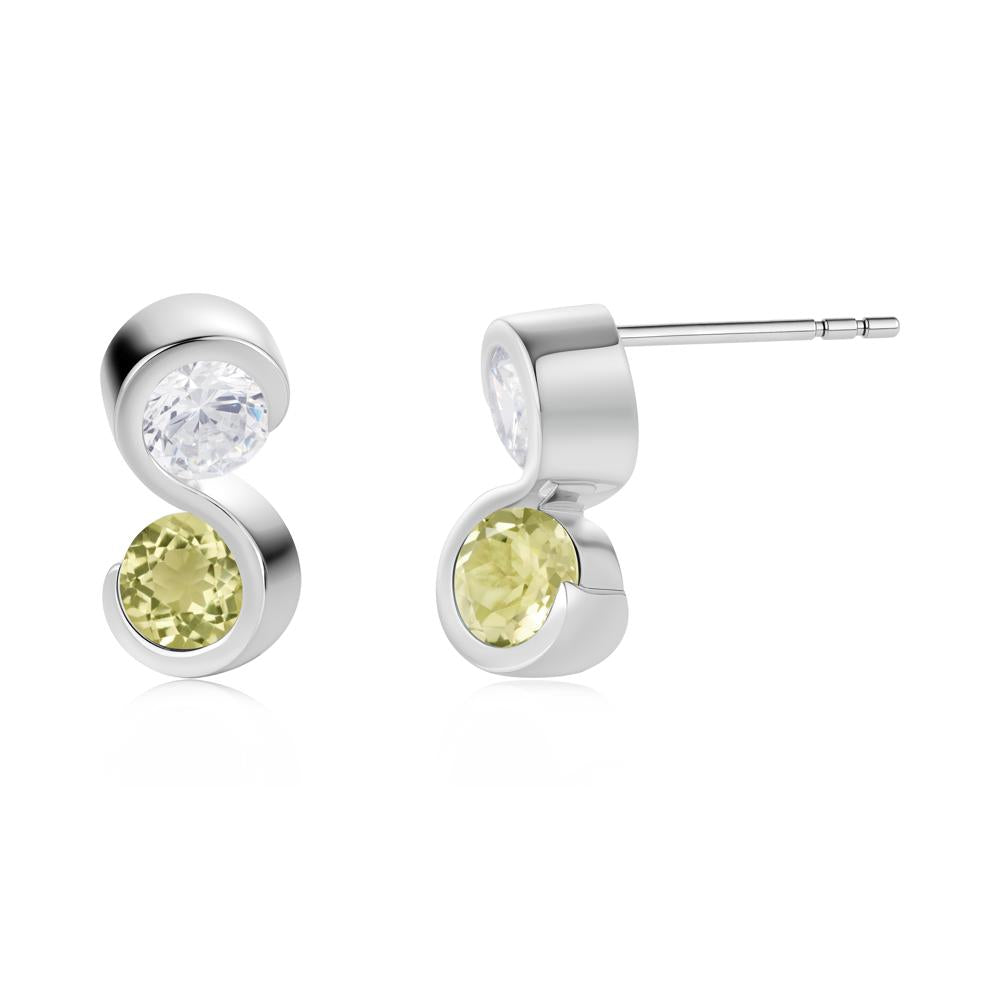 Infinity Dual Stone Alexandrite and Cubic Zirconia Stud Earrings - LUO Jewelry #gemstone_Cubic Zirconia and Lemon Quartz