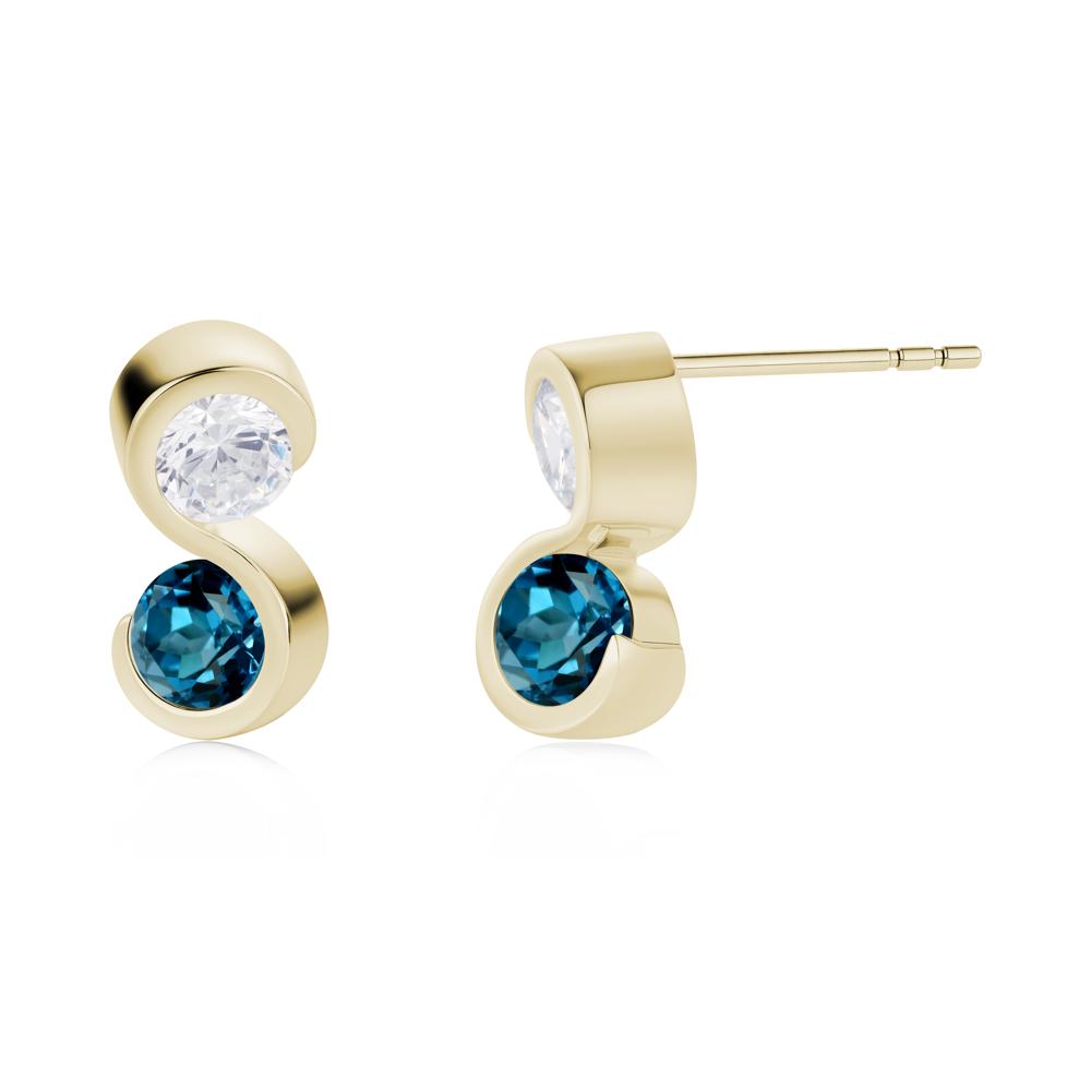 Infinity Dual Stone Alexandrite and Cubic Zirconia Stud Earrings - LUO Jewelry #gemstone_Cubic Zirconia and London Blue Topaz