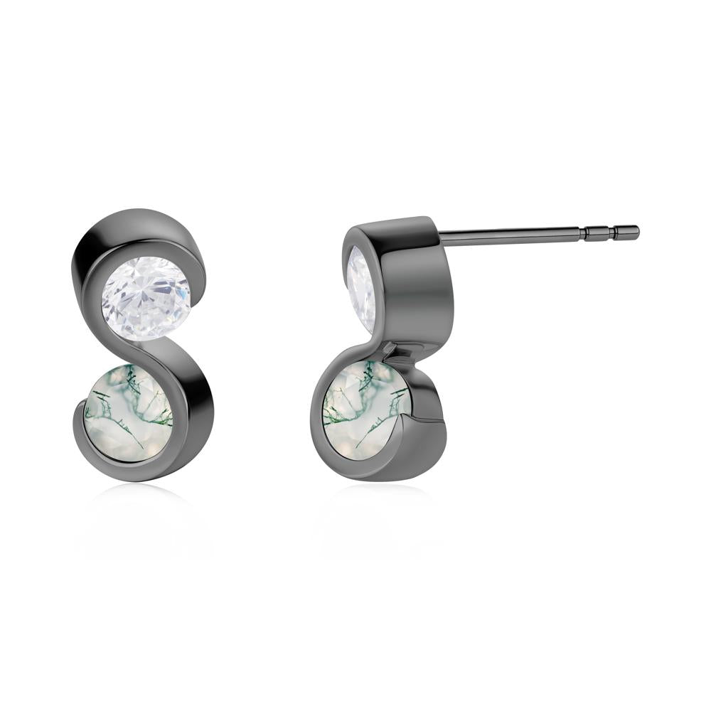 Infinity Dual Stone Alexandrite and Cubic Zirconia Stud Earrings - LUO Jewelry #gemstone_Cubic Zirconia and Moss Agate