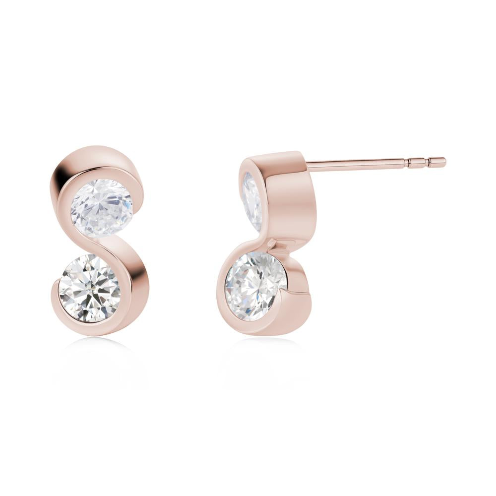 Infinity Dual Stone Alexandrite and Cubic Zirconia Stud Earrings - LUO Jewelry #gemstone_Cubic Zirconia and Moissanite