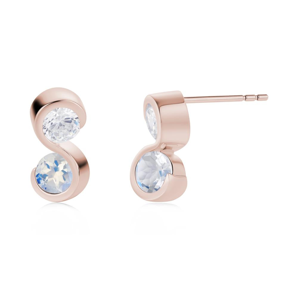 Infinity Dual Stone Alexandrite and Cubic Zirconia Stud Earrings - LUO Jewelry #gemstone_Cubic Zirconia and Moonstone