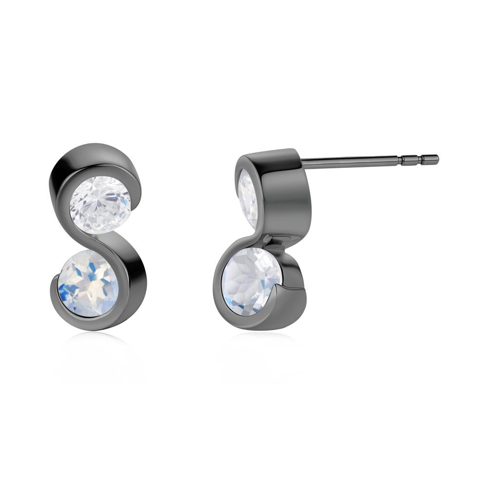 Infinity Dual Stone Alexandrite and Cubic Zirconia Stud Earrings - LUO Jewelry #gemstone_Cubic Zirconia and Moonstone