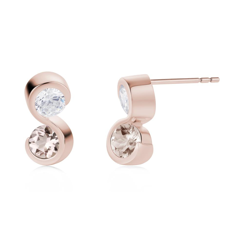 Infinity Dual Stone Alexandrite and Cubic Zirconia Stud Earrings - LUO Jewelry #gemstone_Cubic Zirconia and Morganite