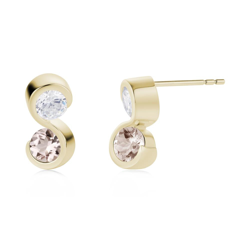 Infinity Dual Stone Alexandrite and Cubic Zirconia Stud Earrings - LUO Jewelry #gemstone_Cubic Zirconia and Morganite