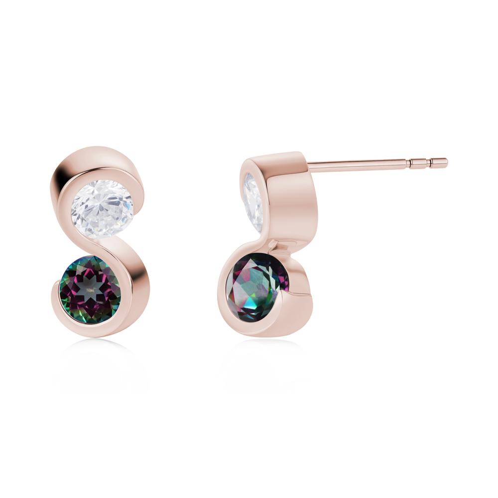 Infinity Dual Stone Alexandrite and Cubic Zirconia Stud Earrings - LUO Jewelry #gemstone_Cubic Zirconia and Mystic Topaz