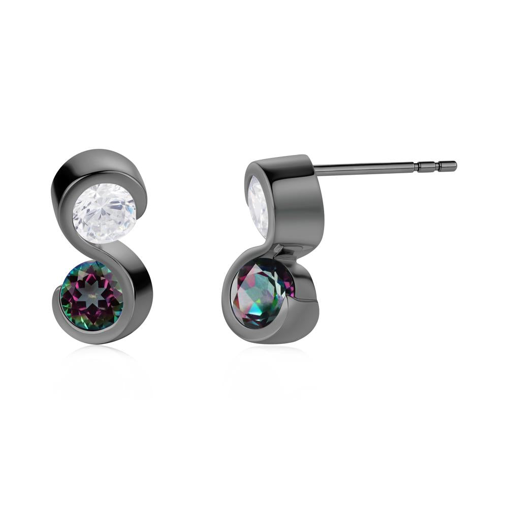 Infinity Dual Stone Alexandrite and Cubic Zirconia Stud Earrings - LUO Jewelry #gemstone_Cubic Zirconia and Mystic Topaz