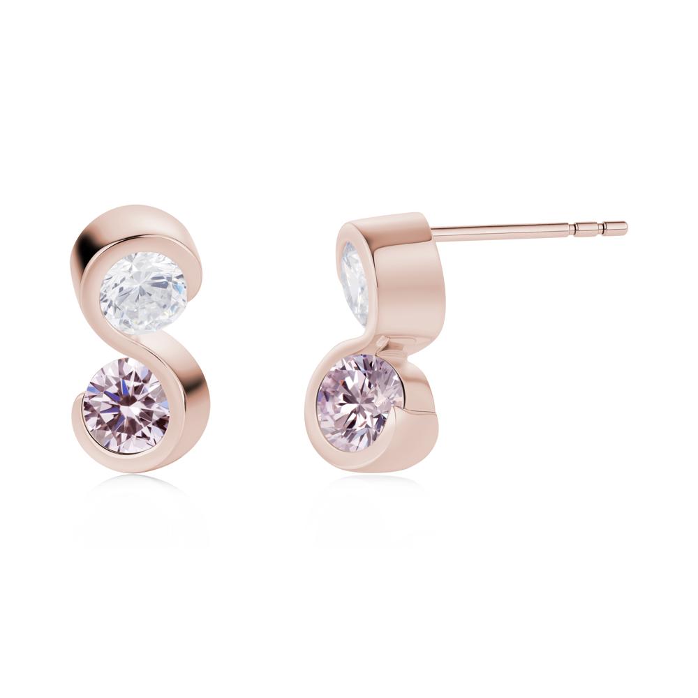 Infinity Dual Stone Alexandrite and Cubic Zirconia Stud Earrings - LUO Jewelry #gemstone_Cubic Zirconia and Pink Cubic Zirconia