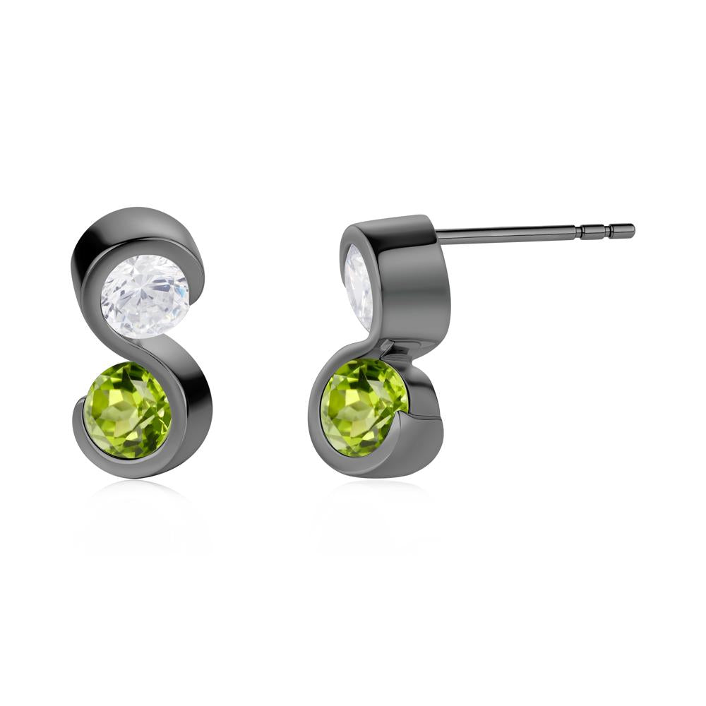 Infinity Dual Stone Alexandrite and Cubic Zirconia Stud Earrings - LUO Jewelry #gemstone_Cubic Zirconia and Peridot