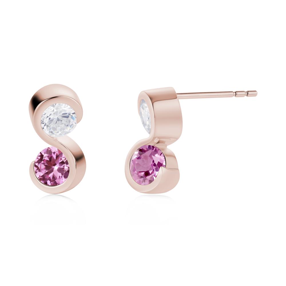 Infinity Dual Stone Alexandrite and Cubic Zirconia Stud Earrings - LUO Jewelry #gemstone_Cubic Zirconia and Pink Sapphire