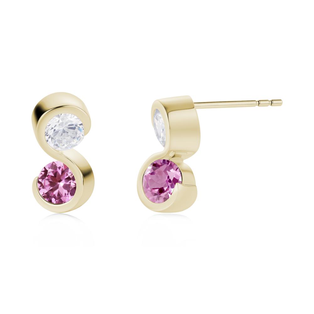 Infinity Dual Stone Alexandrite and Cubic Zirconia Stud Earrings - LUO Jewelry #gemstone_Cubic Zirconia and Pink Sapphire