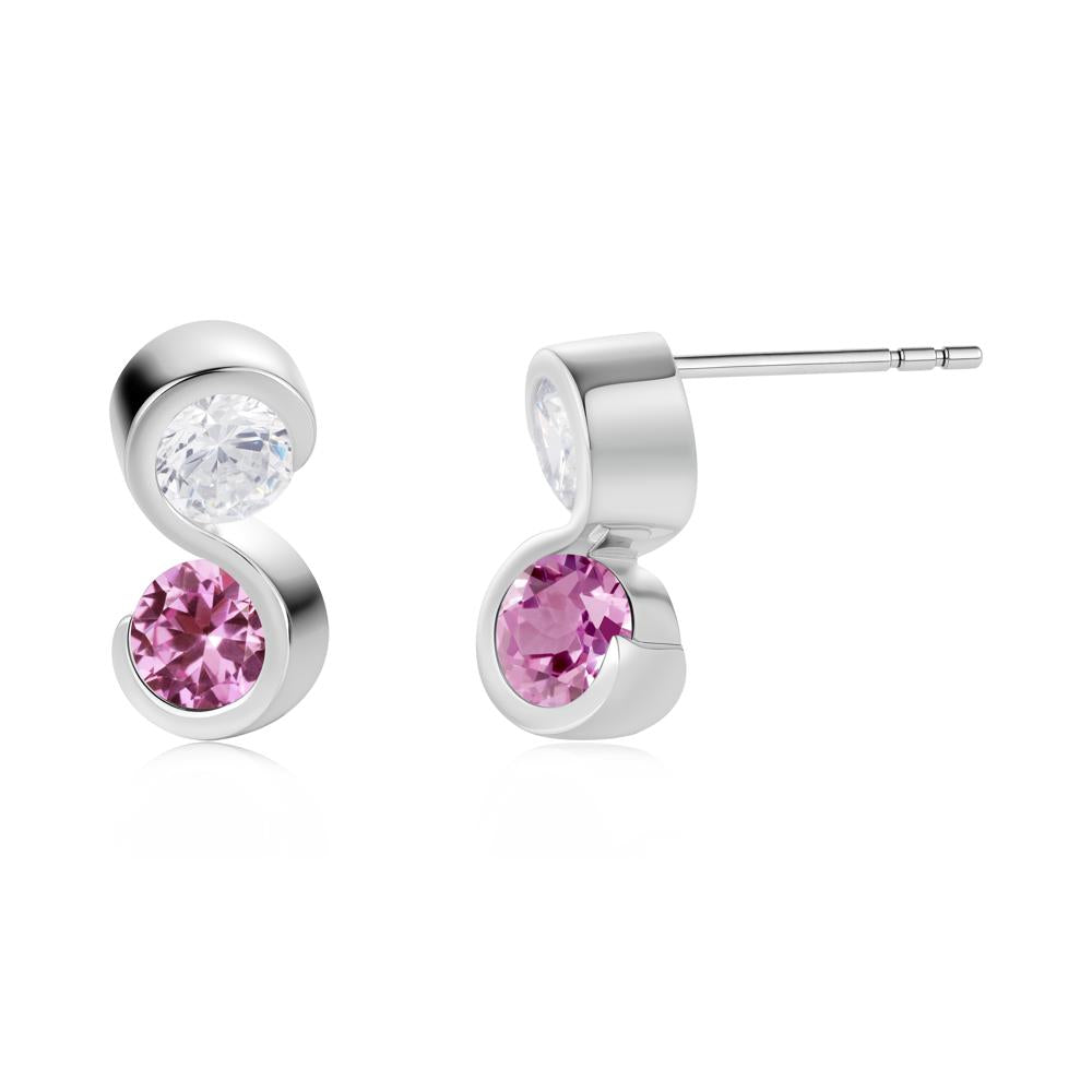Infinity Dual Stone Alexandrite and Cubic Zirconia Stud Earrings - LUO Jewelry #gemstone_Cubic Zirconia and Pink Sapphire