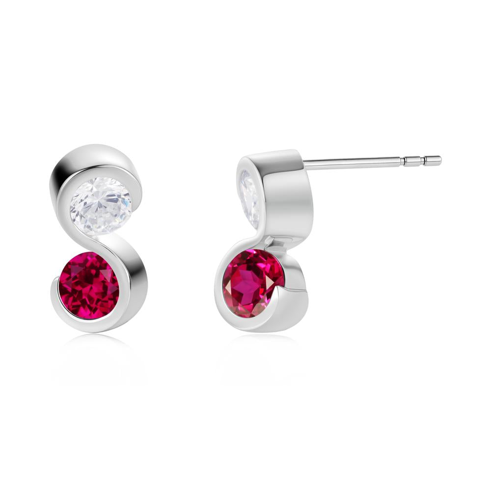 Infinity Dual Stone Alexandrite and Cubic Zirconia Stud Earrings - LUO Jewelry #gemstone_Cubic Zirconia and Ruby